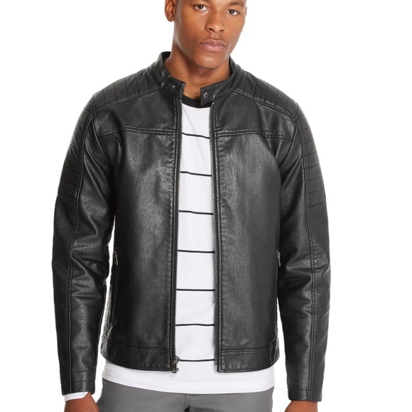 NEW Danny Hooded Faux-Leather Moto GUESS Jacket S - Picture 2 of 4